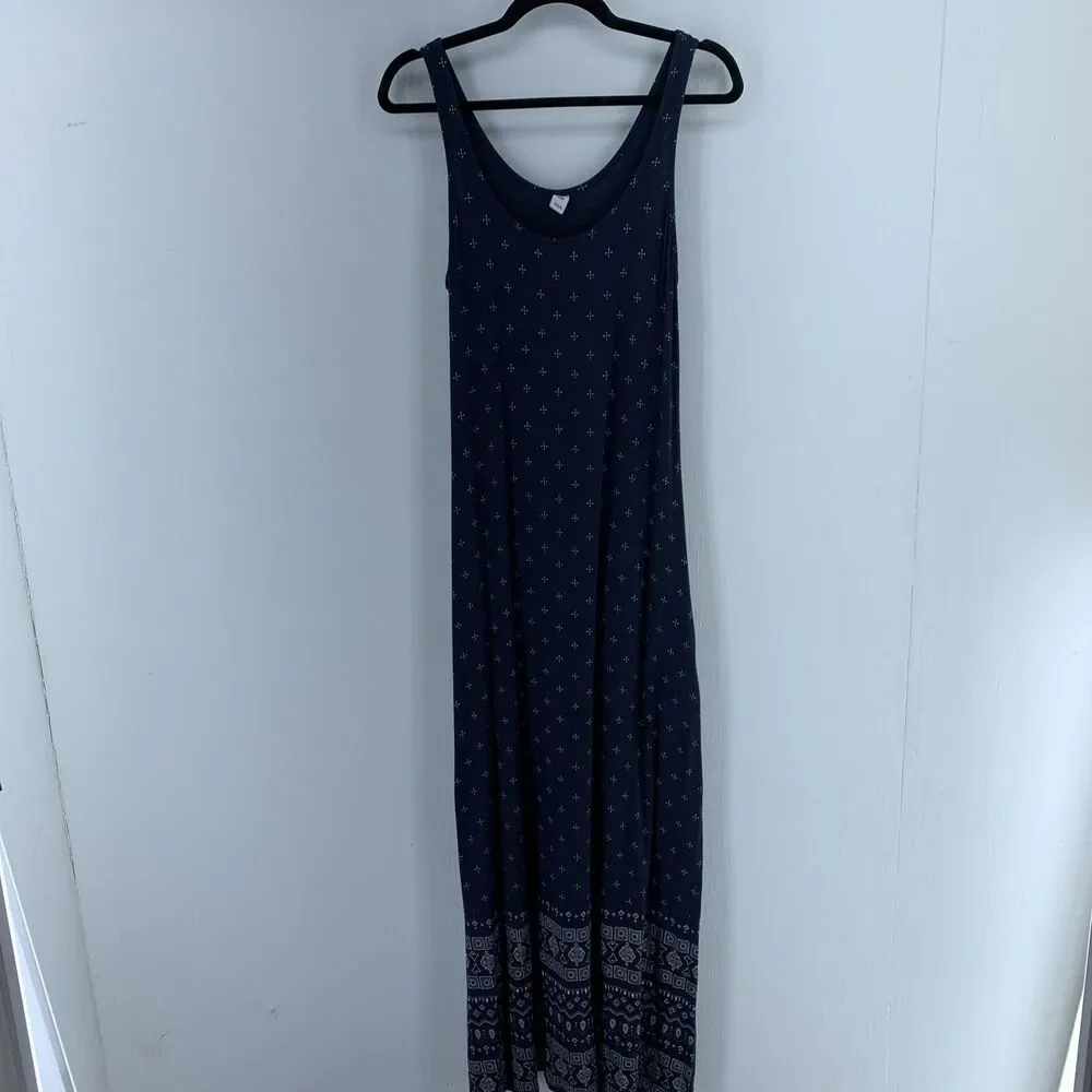 Vtg Old Navy Womens Small Maxi Dress Boho Hippie Peasant Festival Blue White Y2K - Picture 1 of 7